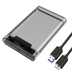 VVIA 2.5-Inch SATA To USB 3.0 Tool-Free Clear External Hard Drive Enclosure [Optimized For SSD; Supports UASP SATA III (Transparent Gray)