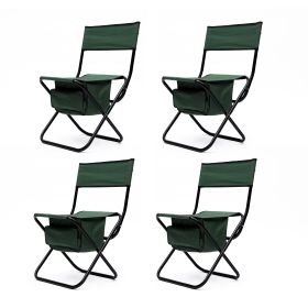 4-piece Folding Outdoor Chair with Storage Bag; Portable Chair for indoor; Outdoor Camping; Picnics and Fishing; Green