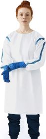 Disposable Gowns. Pack of 5 White Adult Isolation Gowns Small. 35 gsm SMS Medical Gowns with Tie Back Closure and Elastic Cuffs. Unisex Lab Coats. Non