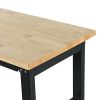 72'' Adjustable Multifunctional Workbench, Vietnamese Rubber Wood Top Heavy-Duty Workbench, 2000 LBS Load Capacity Thick Hardwood Worktable, equipped