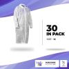 Disposable Lab Coat Medium. Adult Lab Coat Disposable Collar Gowns. 35 gsm Polypropylene Surgical Gowns with Long Sleeves and Elastic Wrists; No Pocke