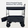 Collapsible Folding Wagon, Push Pull Foldable Beach Wagon Cart