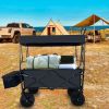 Collapsible Folding Wagon, Push Pull Foldable Beach Wagon Cart