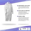 Disposable Lab Coat Medium. Adult Lab Coat Disposable Collar Gowns. 35 gsm Polypropylene Surgical Gowns with Long Sleeves and Elastic Wrists; No Pocke