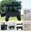 Collapsible Folding Wagon, Push Pull Foldable Beach Wagon Cart