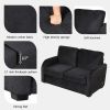 Pull Out Sofa Bed with USB Charging Port and 3-pin Plug; Sleeper Sofa Bed with Twin Size Mattress Pad; Loveseat Sleeper for Living Room; Small Apartme