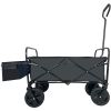 Collapsible Folding Wagon, Push Pull Foldable Beach Wagon Cart