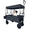 Collapsible Folding Wagon, Push Pull Foldable Beach Wagon Cart