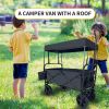 Collapsible Folding Wagon, Push Pull Foldable Beach Wagon Cart