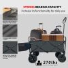 Collapsible Folding Wagon, Push Pull Foldable Beach Wagon Cart