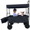 Collapsible Folding Wagon, Push Pull Foldable Beach Wagon Cart