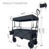 Collapsible Folding Wagon, Push Pull Foldable Beach Wagon Cart