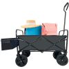 Collapsible Folding Wagon, Push Pull Foldable Beach Wagon Cart