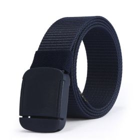 Unisex Nylon Woven Canvas No Metallic Belt (Option: Sapphire Blue-120cm)