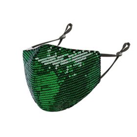 Sequined Cotton Adult Personalized Dustproof And Breathable Washable Mask (Option: Green-One size)