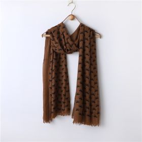 Solid Color Neutral Loose Beard Polyester-cotton Pony Print Loose Beard Tassel Men's Scarf (Option: Caramel-90x190cm)