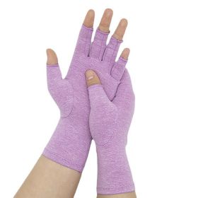 Half Finger Joint Pressure Gloves Are Warm Breathable And Slip Resistant (Option: Taro purple-M)