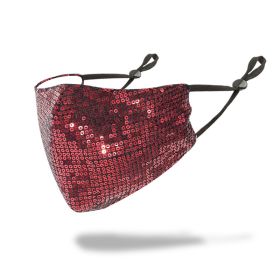 Sequined Cotton Adult Personalized Dustproof And Breathable Washable Mask (Option: Red-One size)