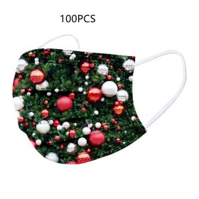 Disposable Adult Christmas Three-dimensional Mask With Three-layer Protection With Meltblown Cloth (Option: Green-Adult-100PCS)