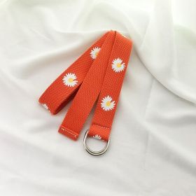 Belt Lady's Flower Canvas Fashion Simple Belt (Option: Orange-110cm)