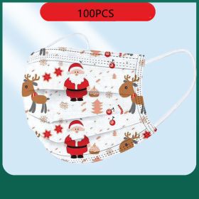 Disposable Adult Christmas Three-dimensional Mask With Three-layer Protection With Meltblown Cloth (Option: Milky white-Childrens-100PCS)