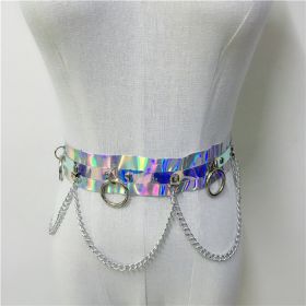 Laser Belt Leather Chain Waist Female (Color: Silver)