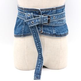 Fashion Decorative Shirt Denim Waist Girdle Women (Option: Denim Blue M)