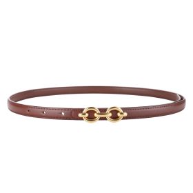 Black Versatile Leather Small Belt (Color: Coffee)