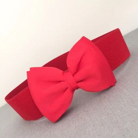 Women's Elastic Belt Bow Elastic Waist Seal (Option: Bow Elastic Red)