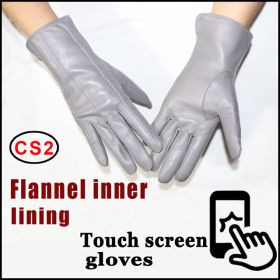 Women's Sheepskin Gloves Winter Warmth Plus Velvet Short Thi (Option: CS2 touch screen-XS)