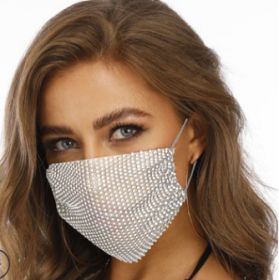 Novelty Fishnet-shaped Star Rhinestone Face Mask (Option: White-Size 18x12CM)