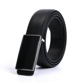 Casual Smooth Buckle White Belt (Option: Black silver edge-120cm)