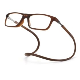 Reading Glasses Men And Women Round Frame Magnet Hanging Neck (Option: 400 Degrees-Brown)