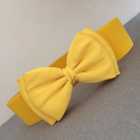 Women's Elastic Belt Bow Elastic Waist Seal (Option: Bow Elastic Yellow)