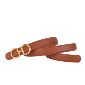 Women's Leather Smooth Buckle Belt (Option: Light Brown-100cm)