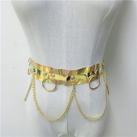 Laser Belt Leather Chain Waist Female (Color: Gold)