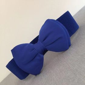 Women's Elastic Belt Bow Elastic Waist Seal (Option: Bow Elastic Royal Blue)