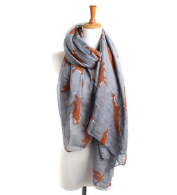 Fall Winter Fashion Korean Style Voile Animal Pattern Fox Scarf (Option: Gray-180CM90CM)