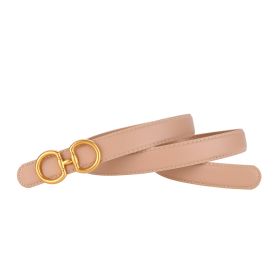 Women's Leather Smooth Buckle Belt (Option: Apricot-100cm)