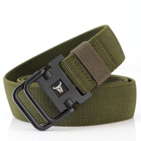 Double Ring Buckle Nylon Elastic Band Durable Canvas Belt (Option: Army Green-120cm)