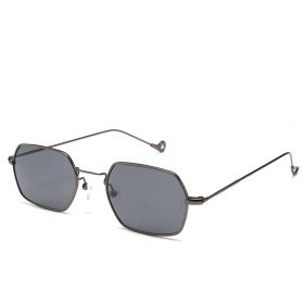 Retro Small Square Frame Polygonal Sunglasses For Men And Women (Option: Gray Frame Gray Sheet)