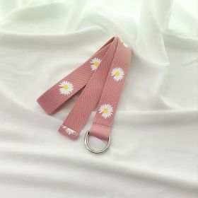 Belt Lady's Flower Canvas Fashion Simple Belt (Option: Pink-110cm)