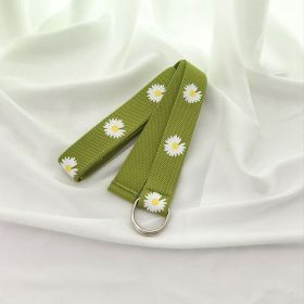 Belt Lady's Flower Canvas Fashion Simple Belt (Option: Light Green-110cm)