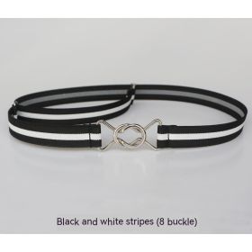 Men's And Women's Stylish Simple And Versatile Jeans Decoration Invisible Belt (Option: Black And White 8word Buckle-50to80CM)