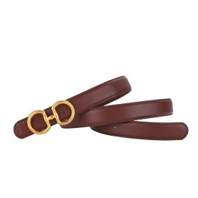 Women's Leather Smooth Buckle Belt (Option: Coffee-100cm)