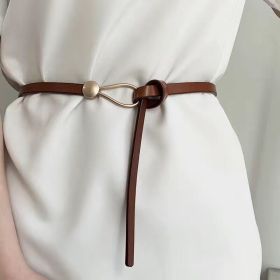 Women's Leather All-match Knotted Decorative Belt (Color: Brown)