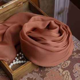 Women's Brown Long Solid Color Mulberry Scarf (Option: 200cm X65cm)