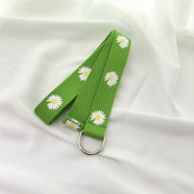 Belt Lady's Flower Canvas Fashion Simple Belt (Option: Green-110cm)