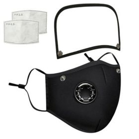 Removable And Washable Protective Cotton Mask With Breathing Valve (Option: Black-One size)