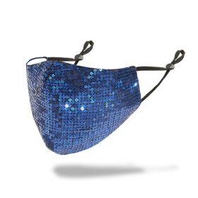 Sequined Cotton Adult Personalized Dustproof And Breathable Washable Mask (Option: Blue-One size)